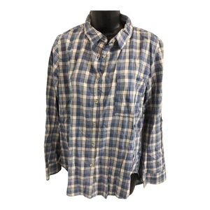 Stoosh blue plaid style classic button down shirt top size medium brand new
